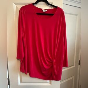 Liz Claiborne Vibrant Red Blouse with Knot Accent